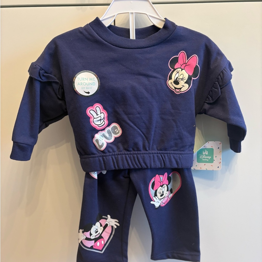 Disney Baby Navy and Pink Minnie Mouse Sweatshirt Set